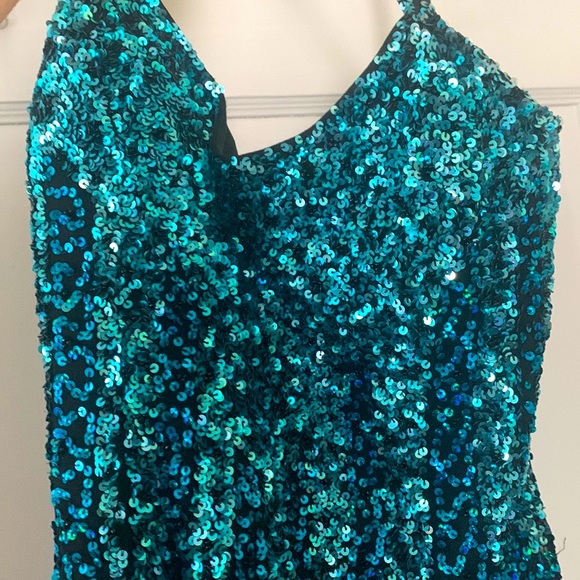 Adrianna Papell Evening ombré blue sequin gown sequin prom dress wedding guest - Picture 6 of 12